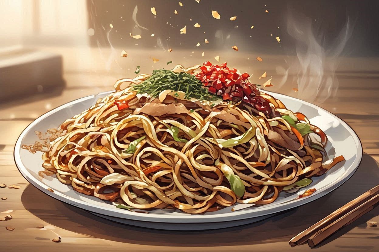 炒麺・中国料理・ステーキのイラスト素材