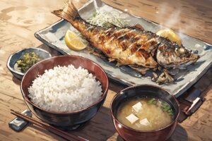 日式料理・炊き魚・和食のイラスト素材｜商用利用可