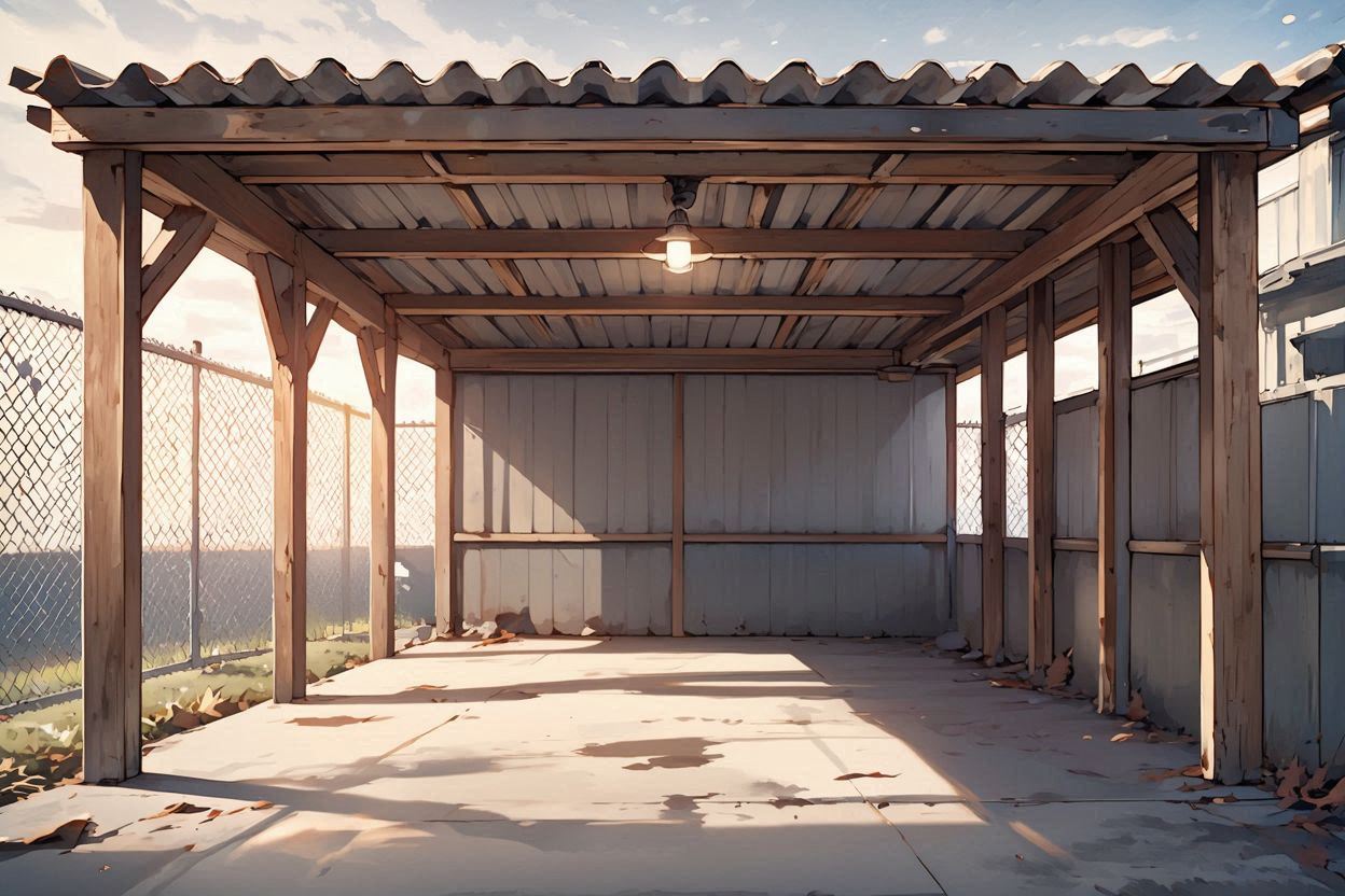 ガーデンシック・屋外駐車場・木製構造のイラスト素材