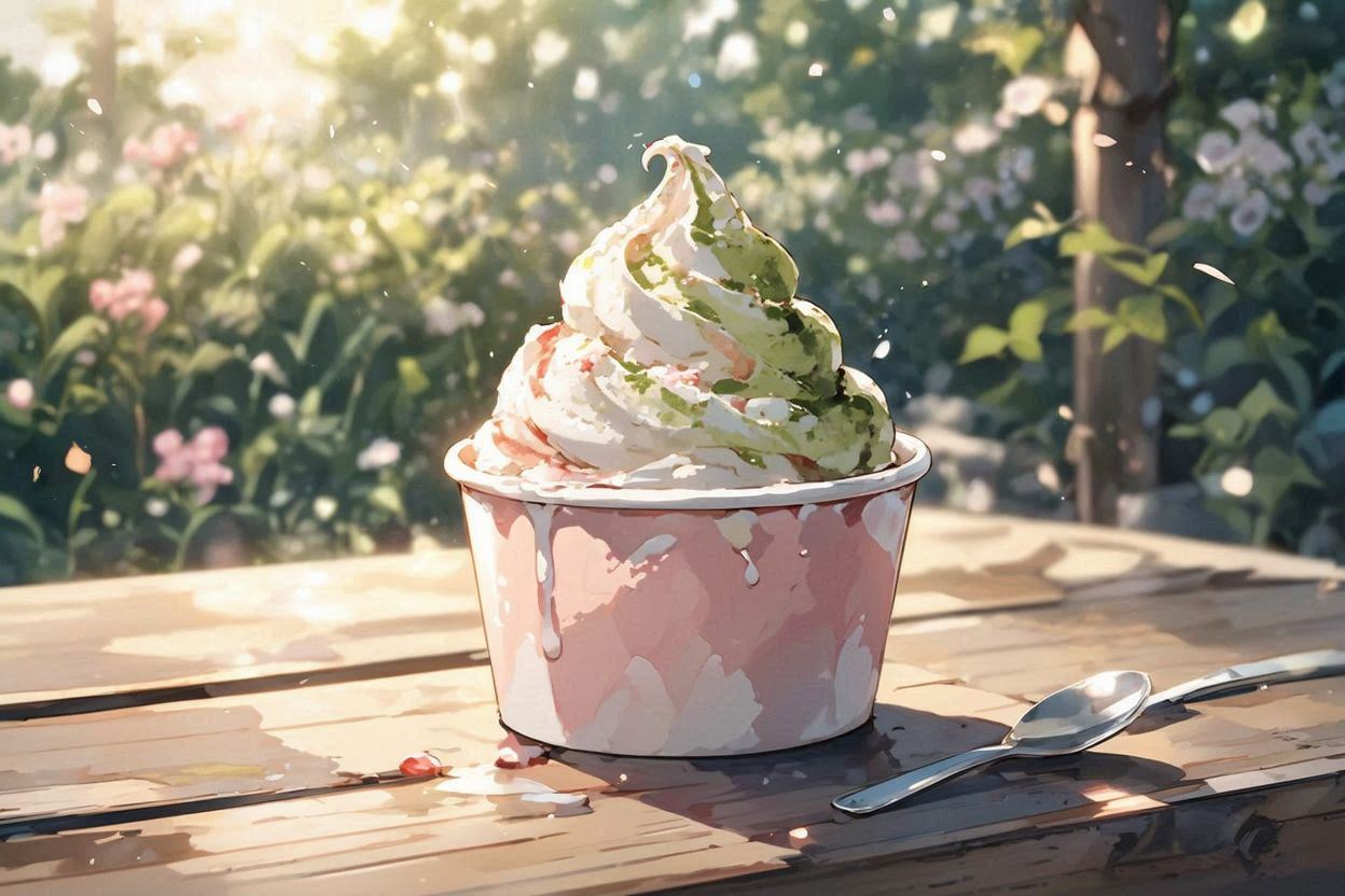 アイスクリーム・花園・春日のイラスト素材