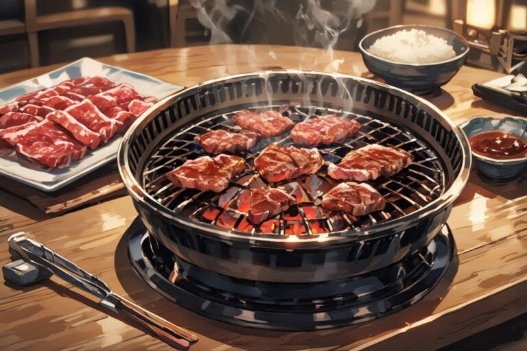 焼き肉・炭火・朝食のイラスト素材｜商用利用可