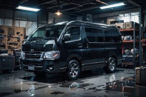 黒いバン・作業場・工具棚のイラスト素材｜商用利用可