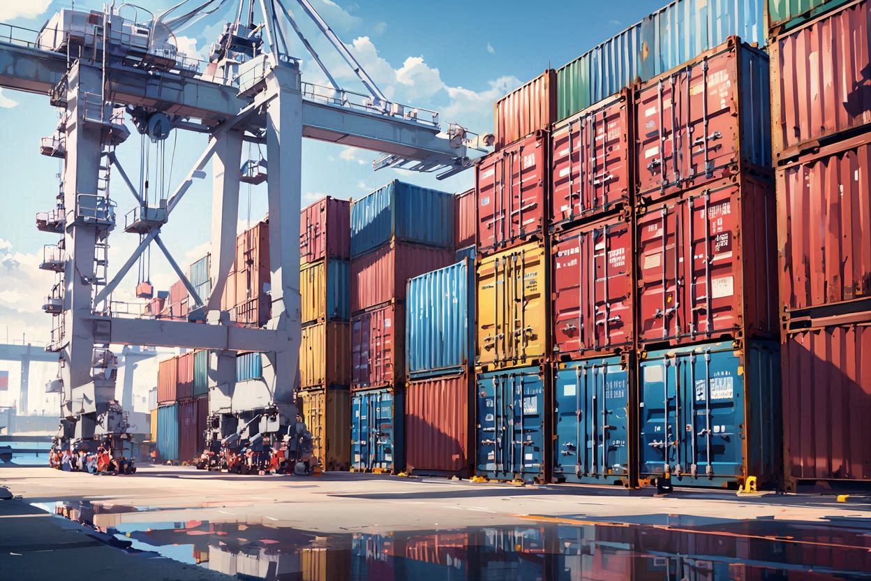 港・コンテナ・クレーンのイラスト素材