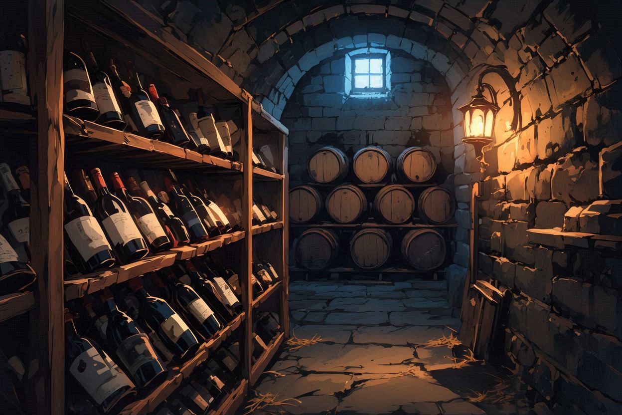 酒蔵・ワイン・石壁のイラスト素材