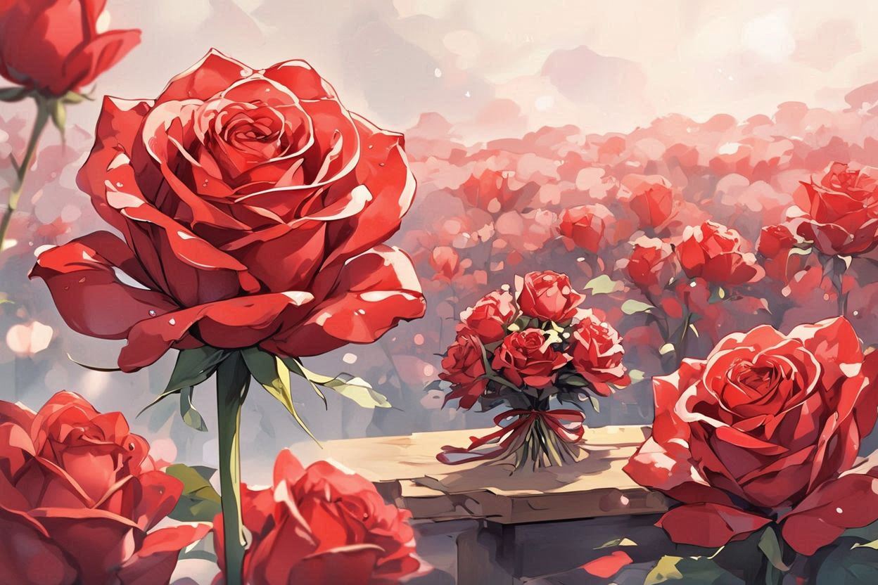 バラ・花束・花畑のイラスト素材