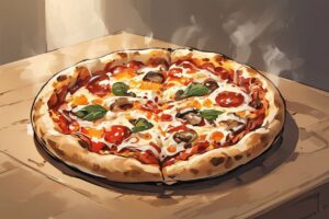 ピザ・手作り・新鮮なトマトのイラスト素材｜商用利用可