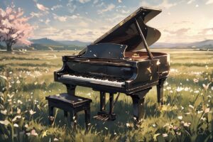ピアノ・芝生・風景のイラスト素材｜商用利用可