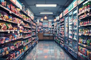 スーパーマーケット・商品陳列・冷蔵庫のイラスト素材｜商用利用可