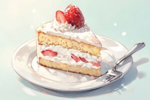 サンドイッチケーキ・苺・クリームのイラスト素材｜商用利用可
