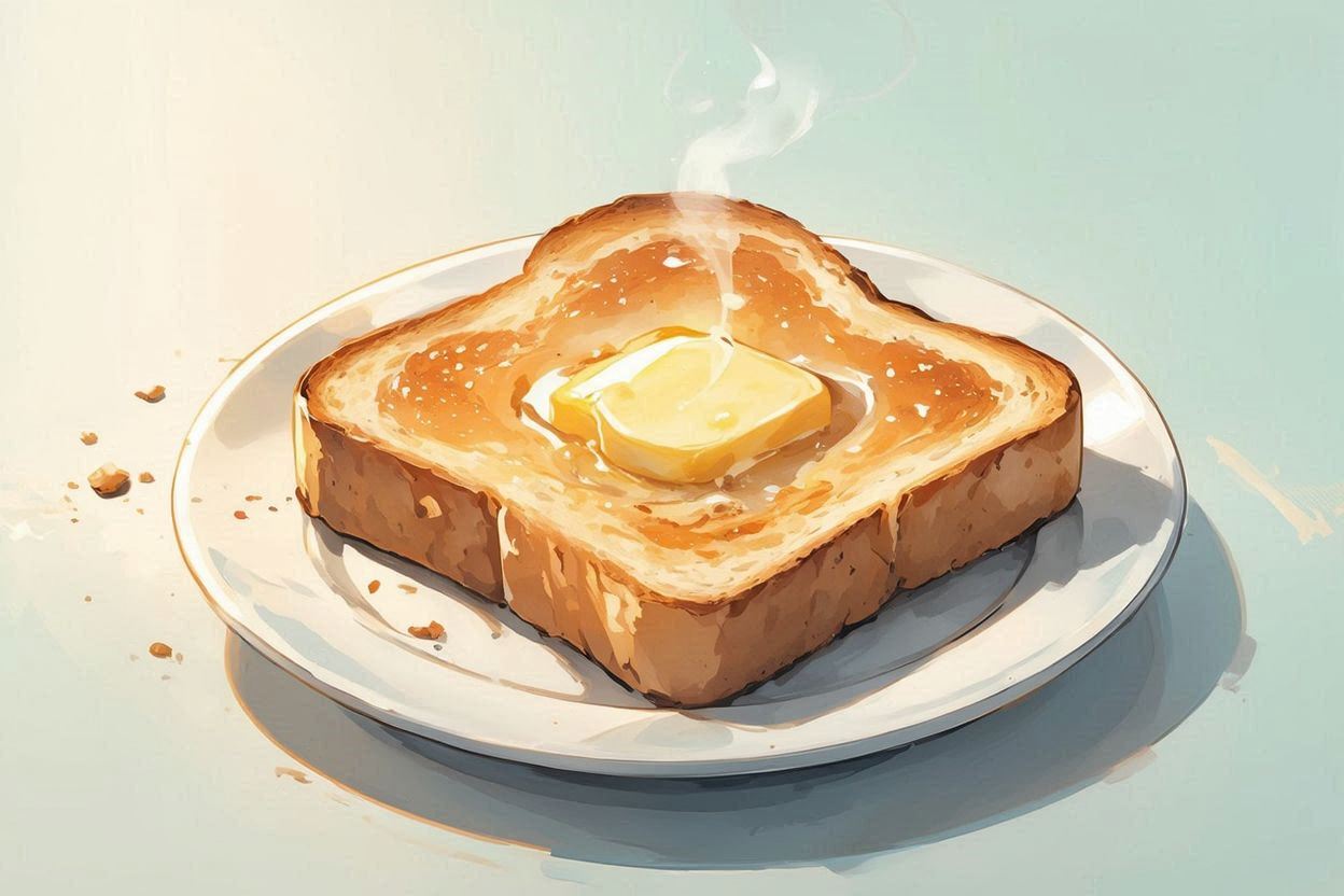 バター吐き・トースト・朝食のイラスト素材