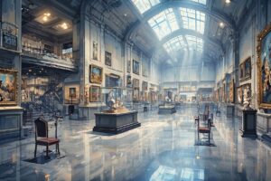 美術館・壁画・展示ケースのイラスト素材｜商用利用可