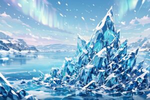 アイスクリスタル・極光・氷の氷山のイラスト素材｜商用利用可