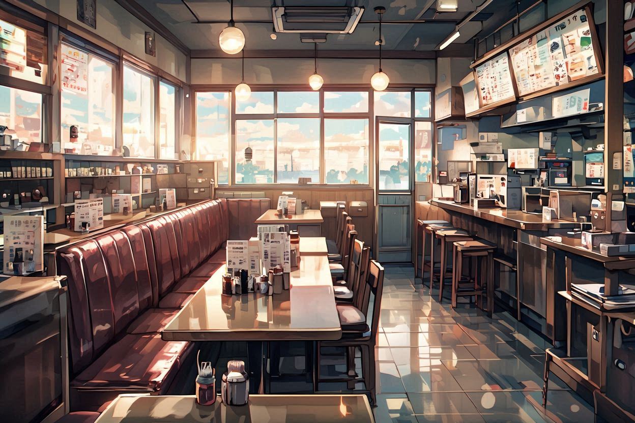 カフェ・レトロ・テーブルのイラスト素材