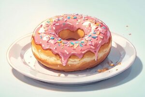 ドーナツ・ピンクアイスポンジ・スプラインのイラスト素材｜商用利用可