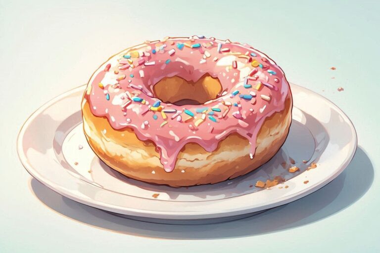 ドーナツ・ピンクアイスポンジ・スプラインのイラスト素材｜商用利用可