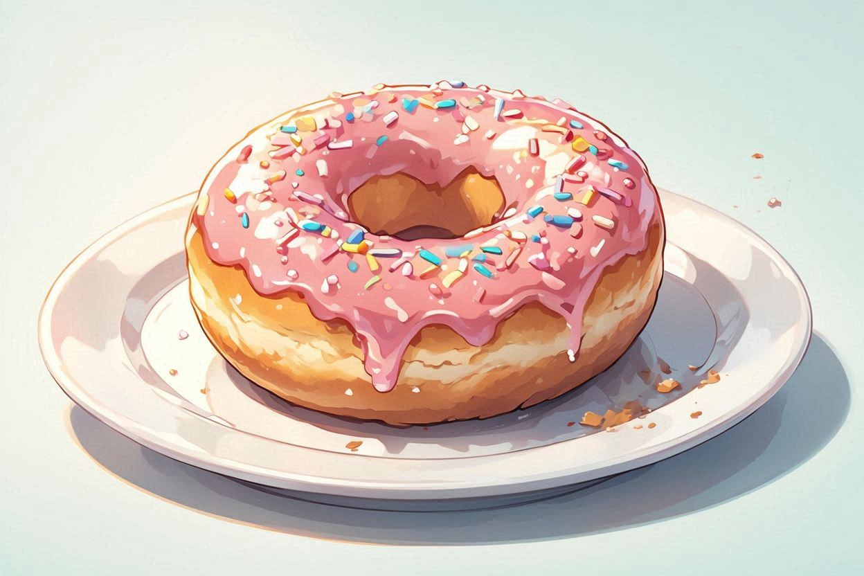 ドーナツ・ピンクアイスポンジ・スプラインのイラスト素材