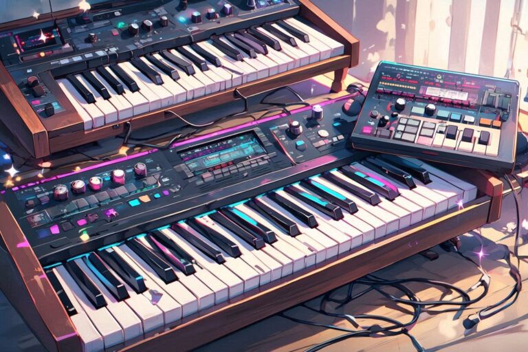 鍵盤・電子楽器・配線のイラスト素材｜商用利用可