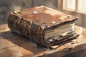 本・木製テーブル・窓のイラスト素材｜商用利用可