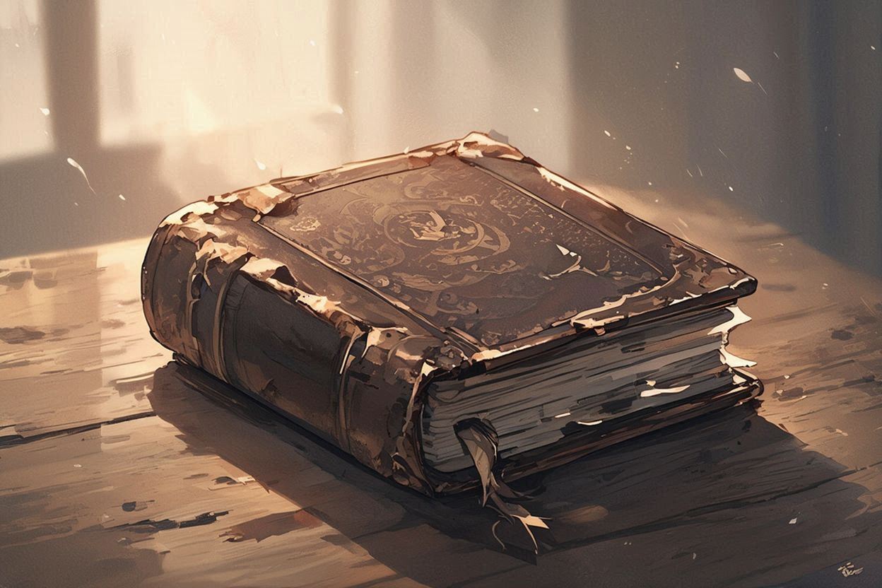 古本・木製のテーブル・光のイラスト素材