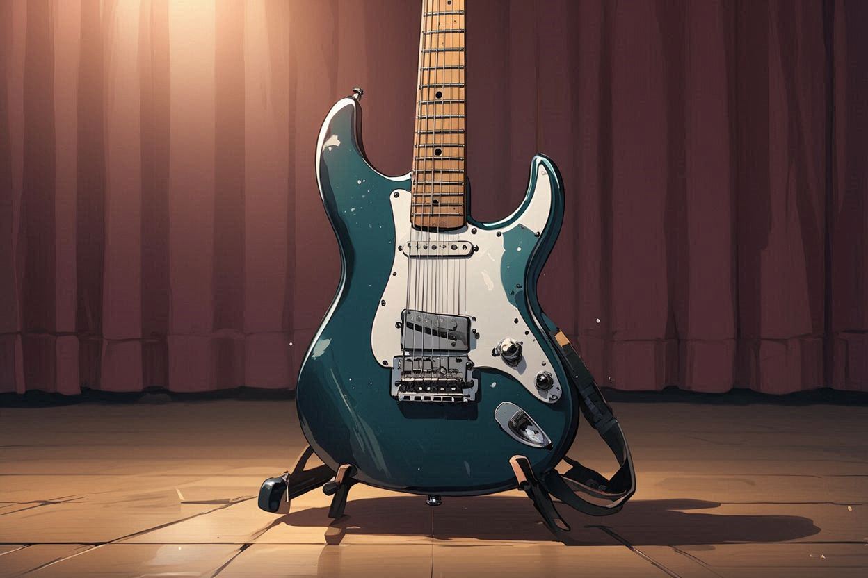 ギター・ステージ・カーテンのイラスト素材