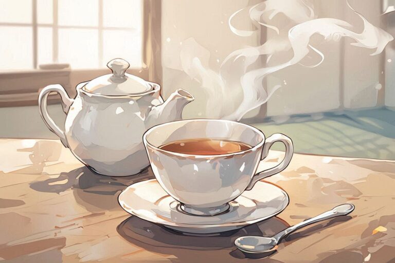 朝の静けさ・紅茶の香り・窓辺の茶会のイラスト素材｜商用利用可