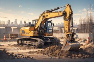 建設現場・掘削機・都市開発のイラスト素材｜商用利用可