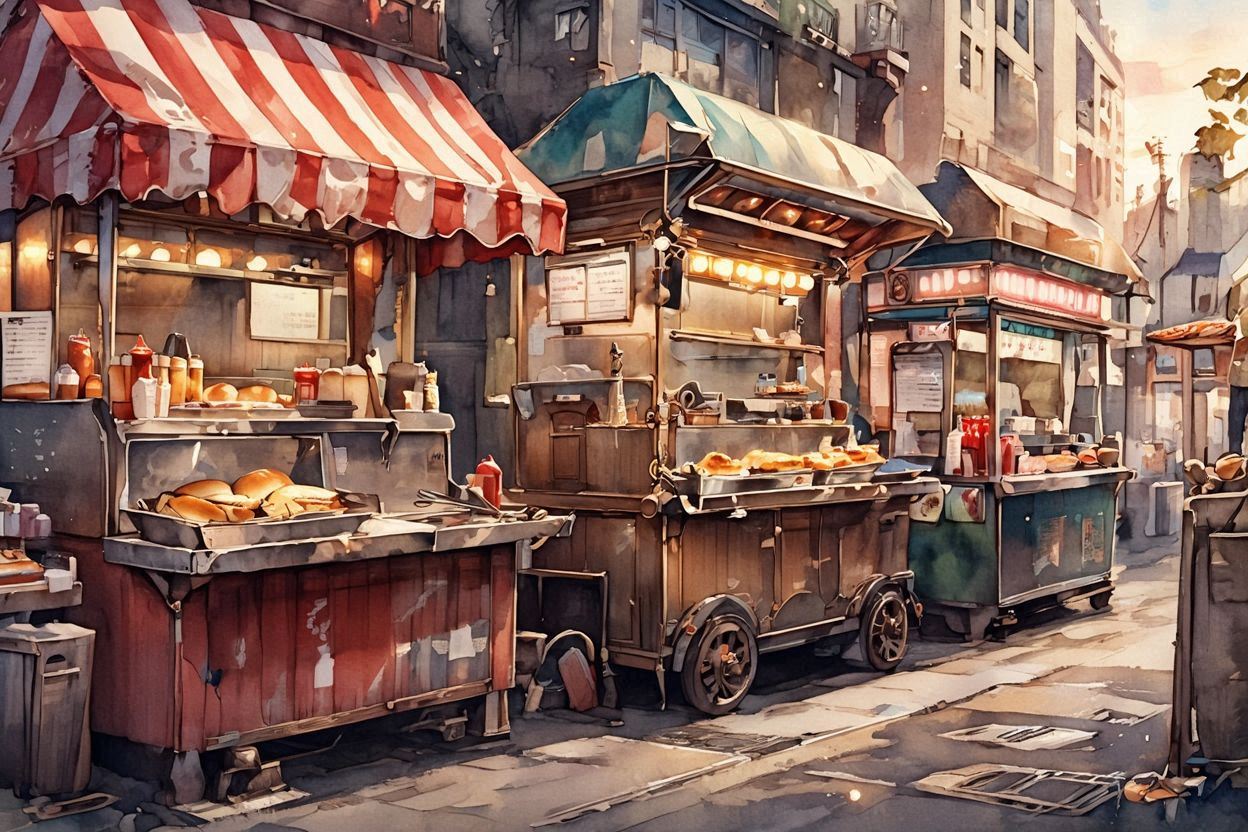 街・飲食店・路地のイラスト素材