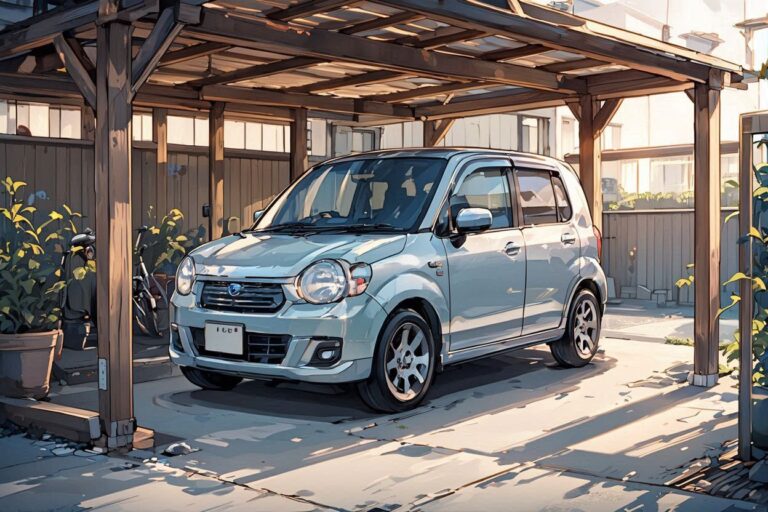 カーポート・小型自動車・日光のイラスト素材｜商用利用可