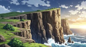 崖・海・夕焼けのイラスト素材｜商用利用可