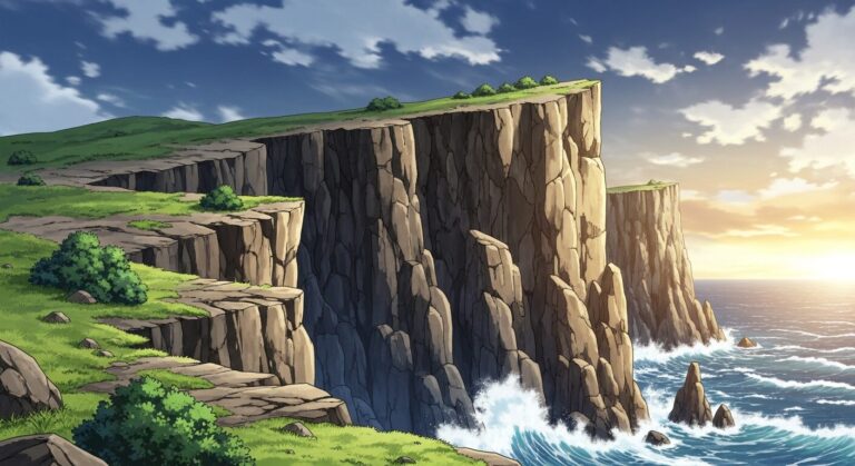 崖・海・夕焼けのイラスト素材｜商用利用可