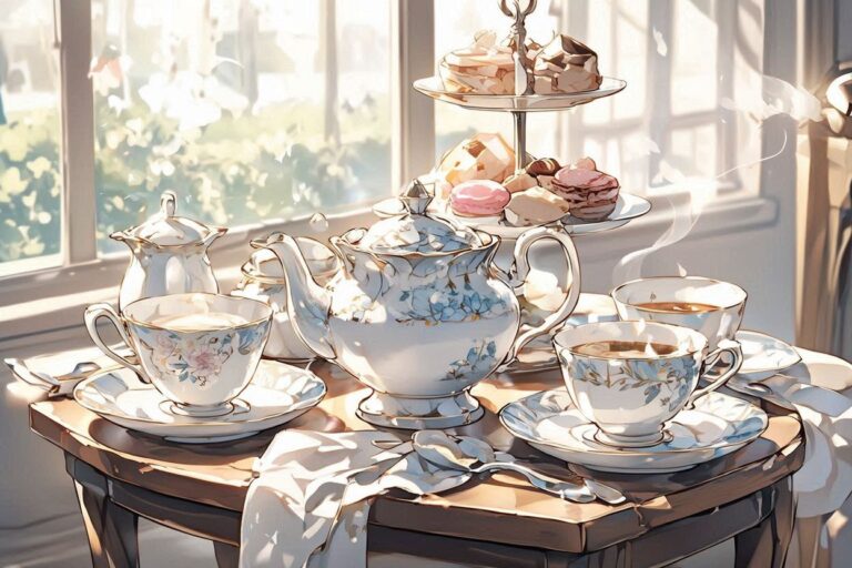 テーブル・茶会・窓のイラスト素材｜商用利用可