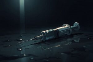 注射器・地面・光線のイラスト素材｜商用利用可