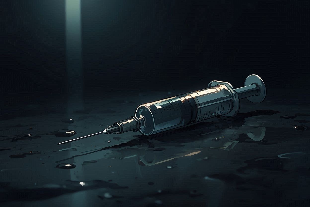 注射器・地面・光線のイラスト素材