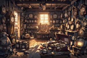 時計・部屋・木の壁のイラスト素材｜商用利用可