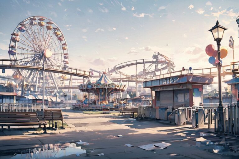 メリーゴー論・アミューズメントパーク・空き場所のイラスト素材｜商用利用可