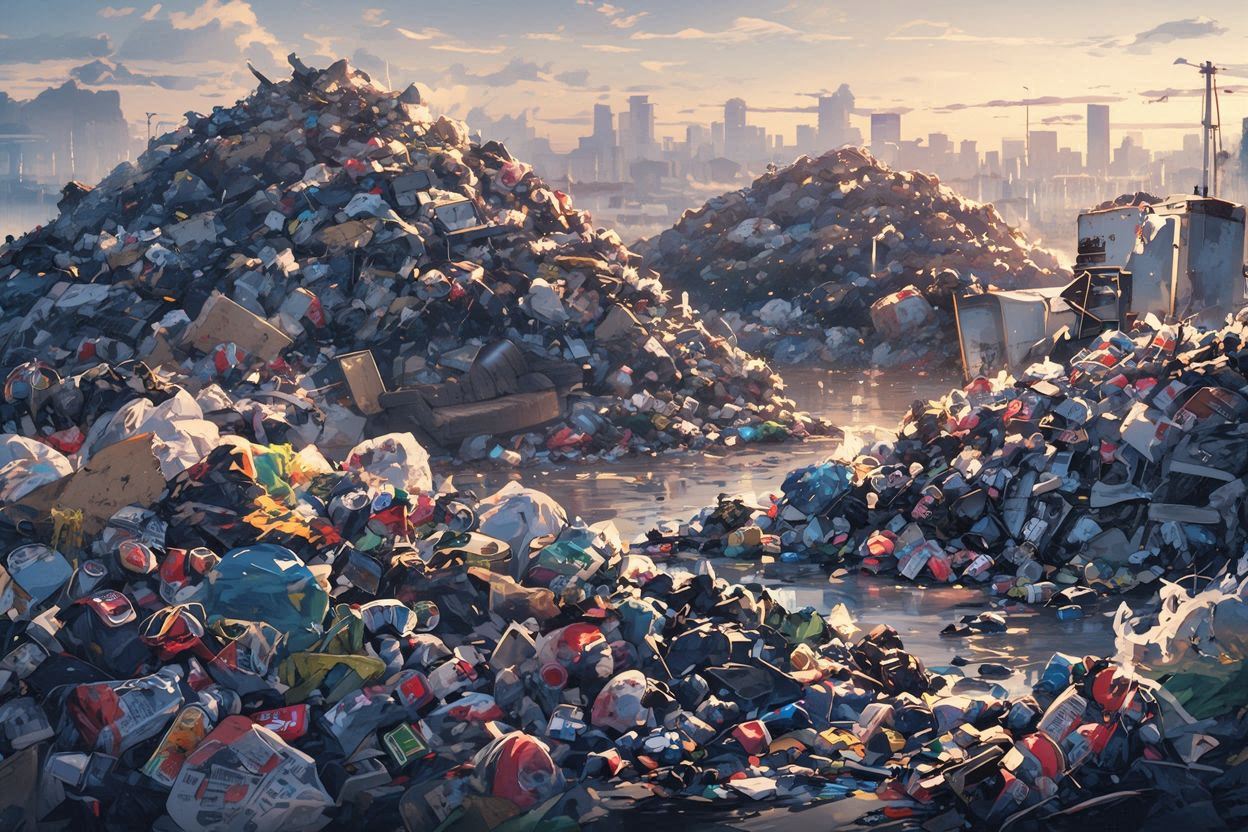 ゴミ山・廃棄物・都市のイラスト素材