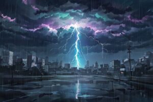 雷雨・都市夜景・絵画のイラスト素材｜商用利用可