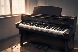 鍵盤楽器・窓・室内のイラスト素材｜商用利用可