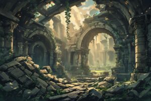 古代遺跡・廃墟・自然との融合のイラスト素材｜商用利用可