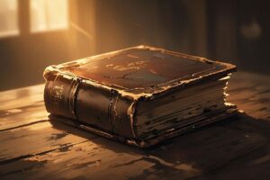 古書・木製テーブル・室内のイラスト素材｜商用利用可