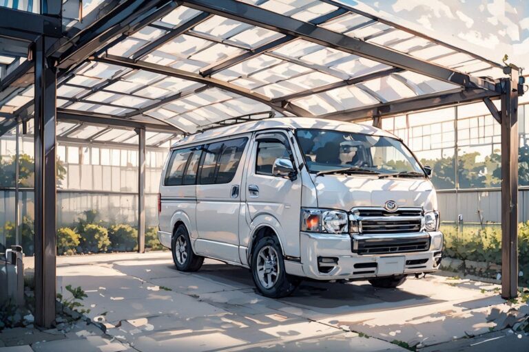 バン・車庫・トヨタのイラスト素材｜商用利用可