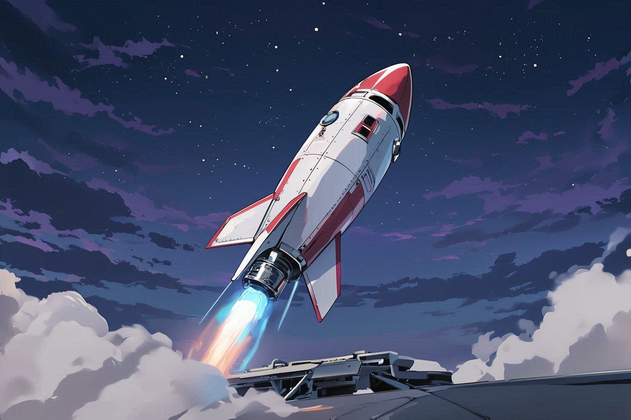 ロケット・空・雲のイラスト素材