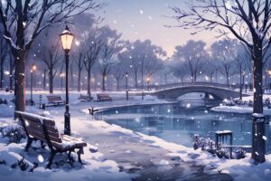 公園・雪・橋のイラスト素材｜商用利用可