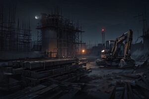 夜・機械・建設現場のイラスト素材｜商用利用可