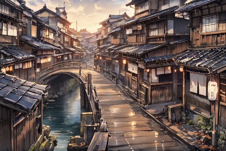 町・橋・町並みのイラスト素材｜商用利用可