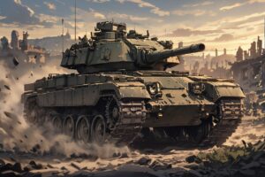 戦車・廃墟・戦闘シーンのイラスト素材｜商用利用可