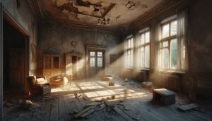 廃墟・古邸・日差しのイラスト素材｜商用利用可