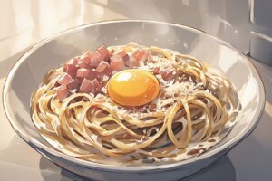 スパゲッティ・カルボナーラ・パルメザンのイラスト素材｜商用利用可