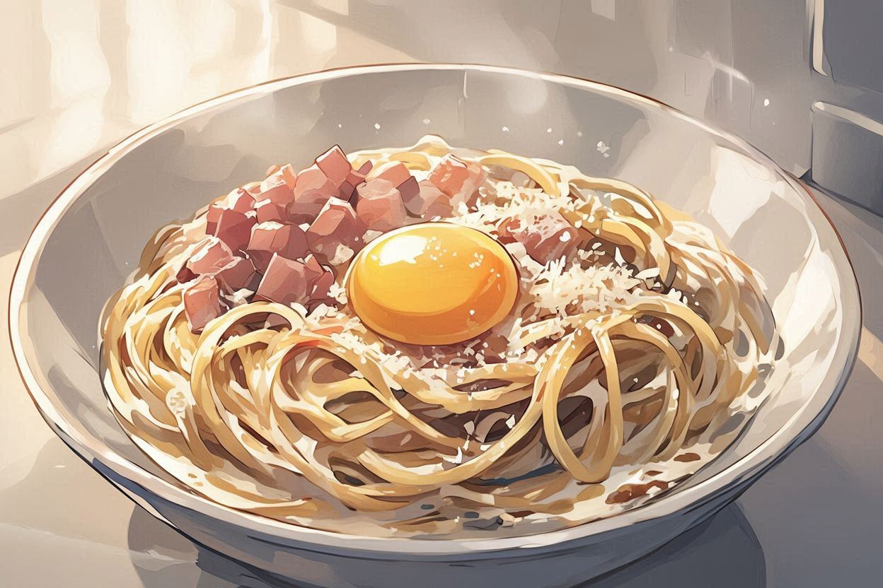 スパゲッティ・エッグ・パルメザンのイラスト素材