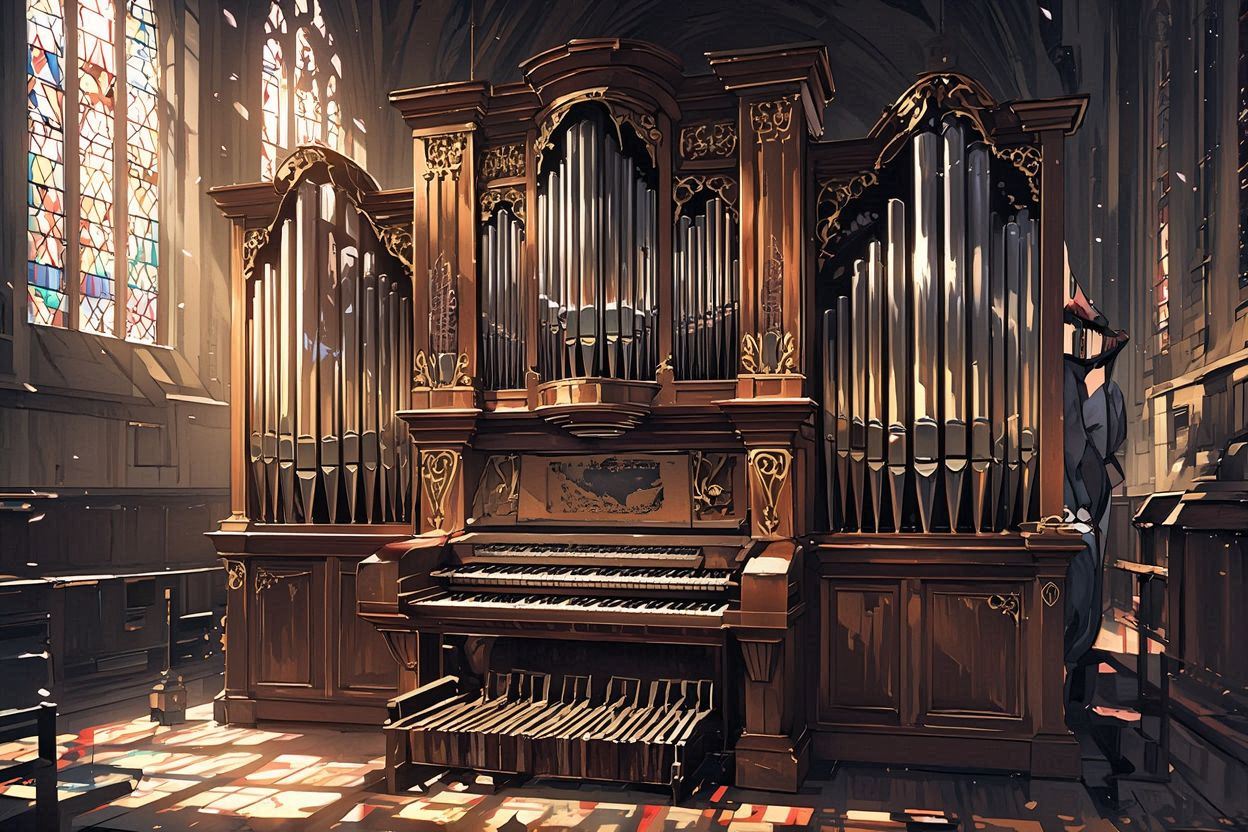 管風琴・教会・窓のイラスト素材
